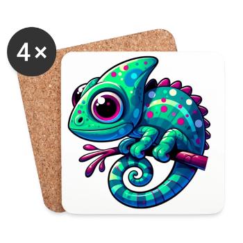 Caméléon - Dessous de verre (lot de 4) - blanc - Devant