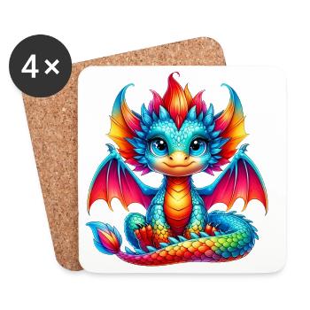 Drache - Untersetzer (4er-Set) - Weiß - Vorne