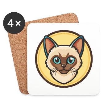 Balinesische Katze Rasse Cartoon Kawaii Tier Haustier - Untersetzer (4er-Set) - Weiß - Vorne