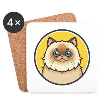 Colorpoint Chat Persan Race Dessin animé Kawaii Animal - Dessous de verre (lot de 4) - blanc - Devant