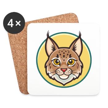lynx eurasien chat race dessin animé Kawaii animal de compagnie - Dessous de verre (lot de 4) - blanc - Devant