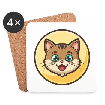 Chypre Chat Race Dessin Animé Kawaii Animal Pet - Dessous de verre (lot de 4) - blanc - Devant