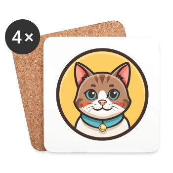 Domestic Cat Breed Cartoon Kawaii Animal Pet - Coasters (set of 4) - white - Front