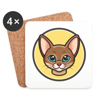 Havanna Braune Katzenrasse Karikatur Kawaii Tier Haustier - Untersetzer (4er-Set) - Weiß - Vorne