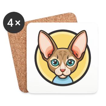 Cornish Rex Katzenrasse Cartoon Kawaii Tier Haustier - Untersetzer (4er-Set) - Weiß - Vorne
