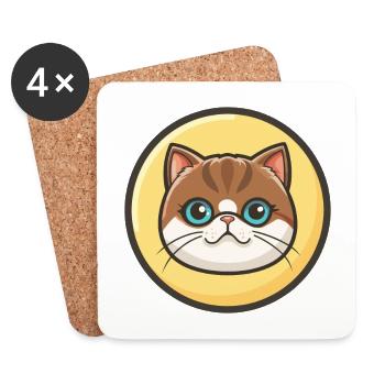 Exotic Shorthair Cat Breed Cartoon Kawaii Animal - Coasters (set of 4) - white - Front