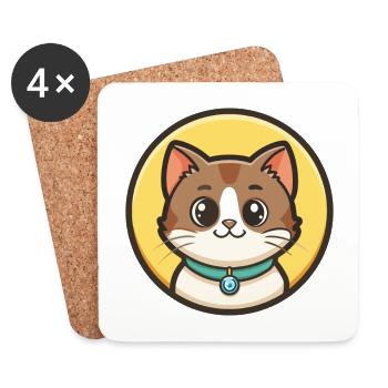 Munchkin Katze Rasse Karikatur Kawaii Tier Haustier - Untersetzer (4er-Set) - Weiß - Vorne