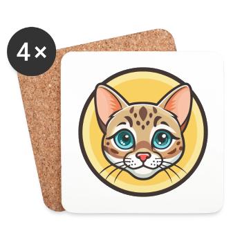 Schnee Bengal Katze Rasse Karikatur Kawaii Tier Haustier - Untersetzer (4er-Set) - Weiß - Vorne
