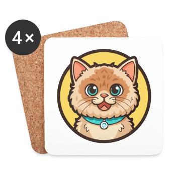 Selkirk Rex Katzenrasse Cartoon Kawaii Tier Haustier - Untersetzer (4er-Set) - Weiß - Vorne