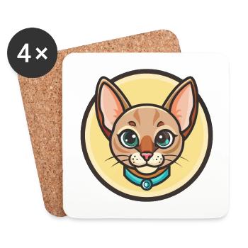 Orientalische Katzenrasse Cartoon Kawaii Tier Haustier - Untersetzer (4er-Set) - Weiß - Vorne