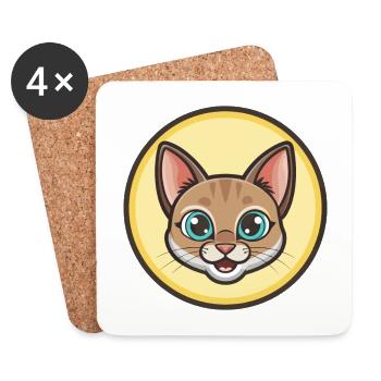 Singapura Katzenrasse Karikatur Kawaii Tier Haustier - Untersetzer (4er-Set) - Weiß - Vorne