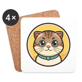 Schottische Falten Katze Rasse Karikatur Kawaii Tier Haustier - Untersetzer (4er-Set) - Weiß - Vorne