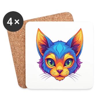 Pixie Bob Cat Breed Cartoon Kawaii Animal Pet - Coasters (set of 4) - white - Front