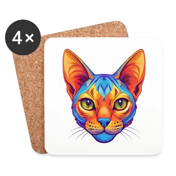Ocicat Chat Race Dessin Animé Kawaii Animal Pet - Dessous de verre (lot de 4) - blanc - Devant