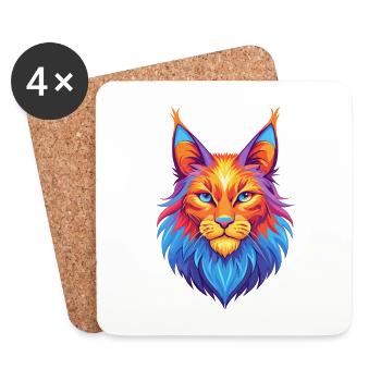 Maine Coon Cat Breed Cartoon Kawaii Animal Pet - Coasters (set of 4) - white - Front