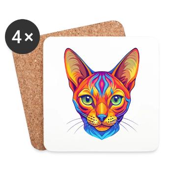 Ocicat Chat Race Dessin Animé Kawaii Animal Pet - Dessous de verre (lot de 4) - blanc - Devant