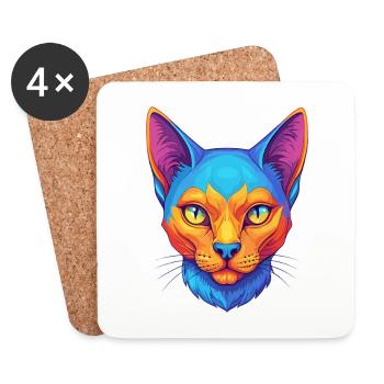 Korat Cat Breed Cartoon Kawaii Animal Pet - Coasters (set of 4) - white - Front