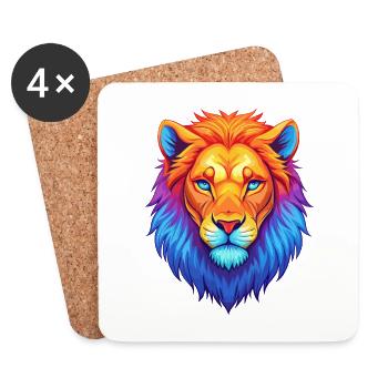 Liger Hybrid Löwe Tiger Katzenrasse Karikatur Kawaii A - Untersetzer (4er-Set) - Weiß - Vorne