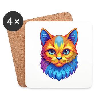 Hantilly Tiffany Cat Breed Cartoon Kawaii Animal P - Coasters (set of 4) - white - Front