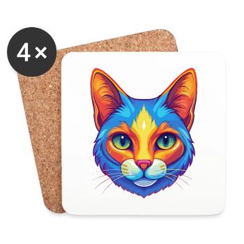 Japanese Bobtail Cat Breed Cartoon Kawaii Animal P - Coasters (set of 4) - white - Front