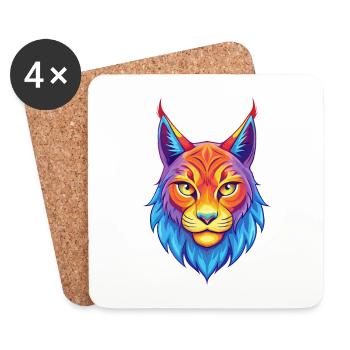 lynx eurasien chat race dessin animé Kawaii animal de compagnie - Dessous de verre (lot de 4) - blanc - Devant
