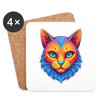 Domestic Cat Breed Cartoon Kawaii Animal Pet - Coasters (set of 4) - white - Front