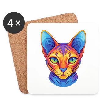 Egyptian Mau Cat Breed Cartoon Kawaii Animal Pet - Coasters (set of 4) - white - Front