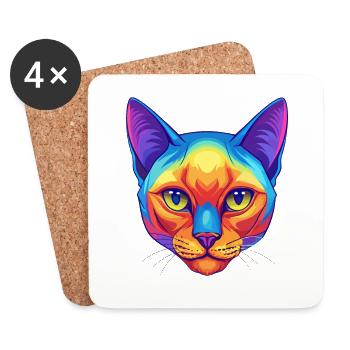 Burmesische Katze Rasse Karikatur Kawaii Tier Haustier - Untersetzer (4er-Set) - Weiß - Vorne