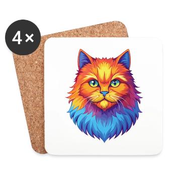 Britische Langhaarkatze Rasse Karikatur Kawaii Tier P - Untersetzer (4er-Set) - Weiß - Vorne