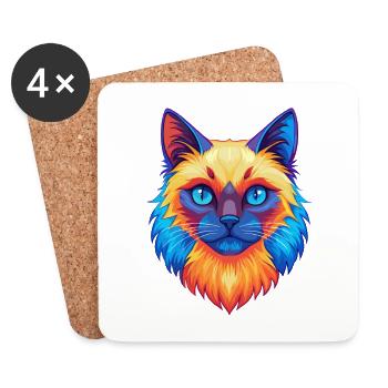 Birma Heilige Katze Rasse Karikatur Kawaii Tier Haustier - Untersetzer (4er-Set) - Weiß - Vorne