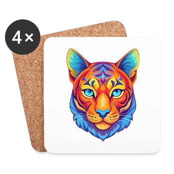 Bengalkatze Rasse Karikatur Kawaii Tier Haustier - Untersetzer (4er-Set) - Weiß - Vorne