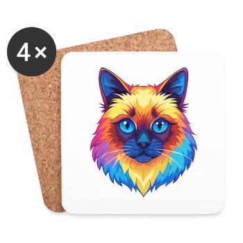 Birma Katze Rasse Karikatur Kawaii Tier Haustier - Untersetzer (4er-Set) - Weiß - Vorne