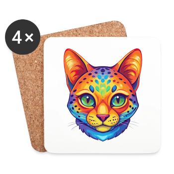 Australische Gefleckte Nebelkatze Rasse Karikatur Kawaii A - Untersetzer (4er-Set) - Weiß - Vorne