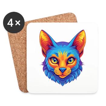 Australische Nebelkatze Rasse Karikatur Kawaii Tier Pe - Untersetzer (4er-Set) - Weiß - Vorne