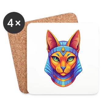Arabian Egyptian Mau Cat Breed Cartoon Kawaii Anim - Coasters (set of 4) - white - Front