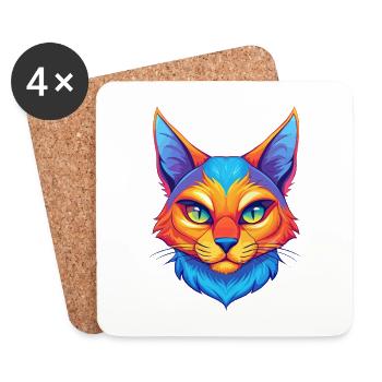 Aegean Cat Breed Cartoon Kawaii Animal Pet - Coasters (set of 4) - white - Front