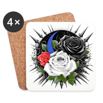 Gloomy roses with moon and thorns - Coasters (set of 4) - white - Front