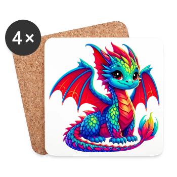 Drache - Untersetzer (4er-Set) - Weiß - Vorne