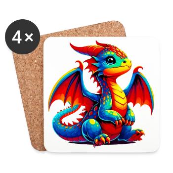 Drache - Untersetzer (4er-Set) - Weiß - Vorne