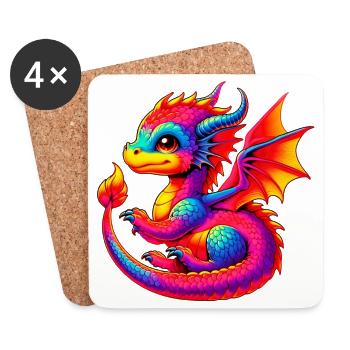 Dragon - Dessous de verre (lot de 4) - blanc - Devant