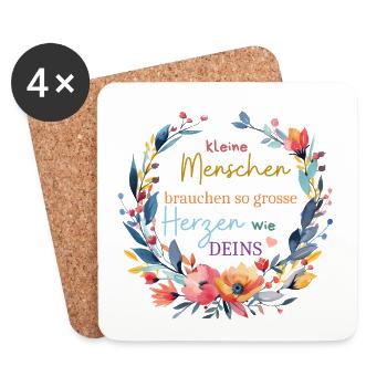 Kleine Menschen brauchen so große Herzen wie deins - Untersetzer (4er-Set) - Weiß - Vorne