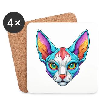 Cornish Rex Katzenrasse Cartoon Kawaii Tier Haustier - Untersetzer (4er-Set) - Weiß - Vorne