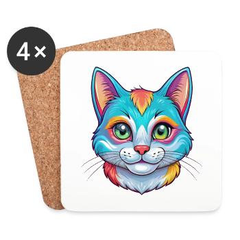Domestic Cat Breed Cartoon Kawaii Animal Pet - Coasters (set of 4) - white - Front