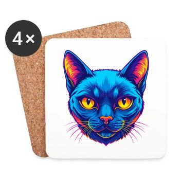 Burmesische Katze Rasse Karikatur Kawaii Tier Haustier - Untersetzer (4er-Set) - Weiß - Vorne