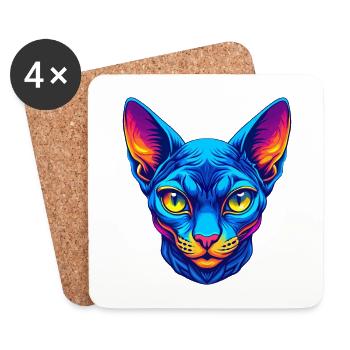 Egyptian Mau Cat Breed Cartoon Kawaii Animal Pet - Coasters (set of 4) - white - Front