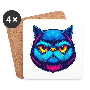 Exotic Shorthair Cat Breed Cartoon Kawaii Animal P - Coasters (set of 4) - white - Front