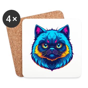 Himalayan Cat Breed Cartoon Kawaii Animal Pet - Coasters (set of 4) - white - Front