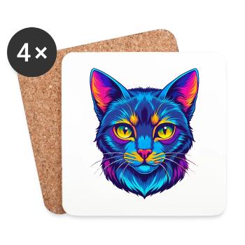 Somali Kurzhaar Katze Rasse Cartoon Kawaii Tier P - Untersetzer (4er-Set) - Weiß - Vorne