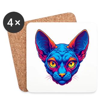 rouge Devon Rex Chat Race Dessin animé Kawaii Animal Pet - Dessous de verre (lot de 4) - blanc - Devant