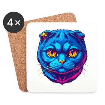 Scottish Fold Kurzhaarkatze Rasse Cartoon Kawaii A - Untersetzer (4er-Set) - Weiß - Vorne